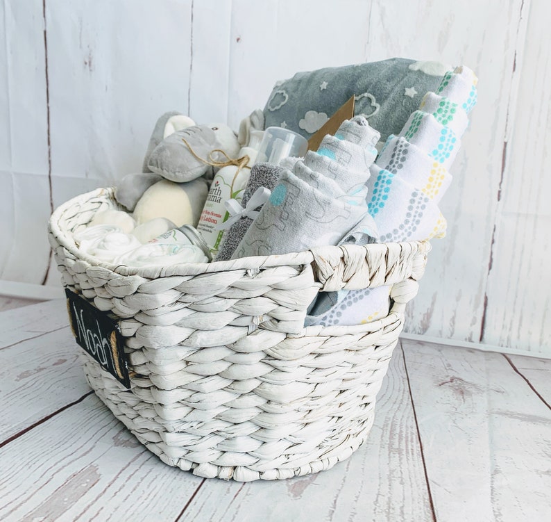 Organic Baby Gift Basket Personalize Name Gender Neutral Etsy