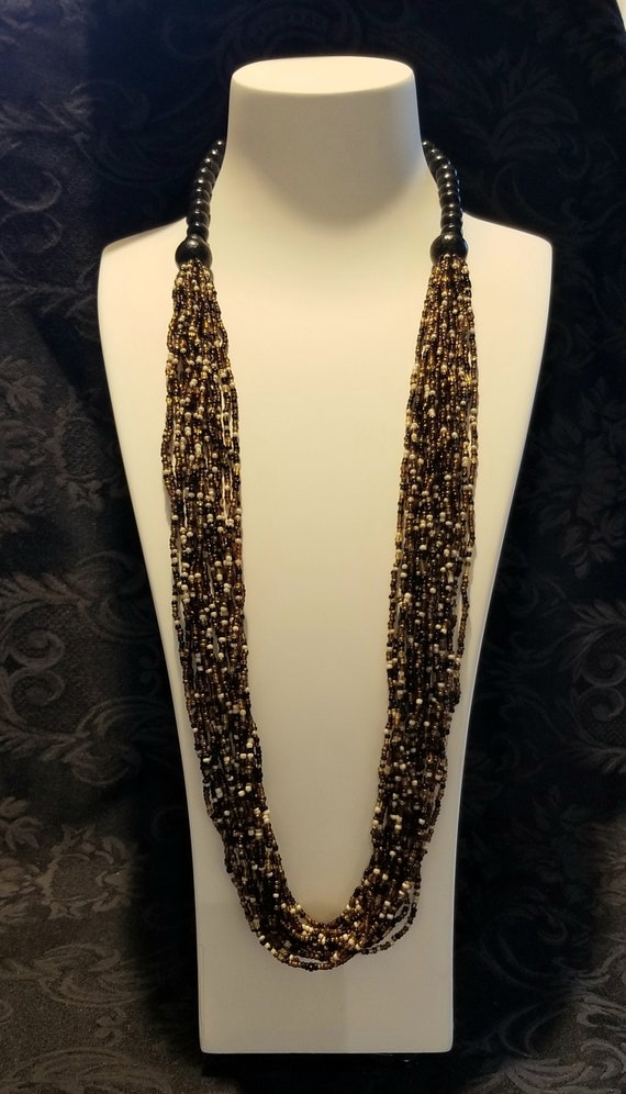 Seeds Hippie Gypsy necklace Wood Trade Beads, Bohemian Ethnic