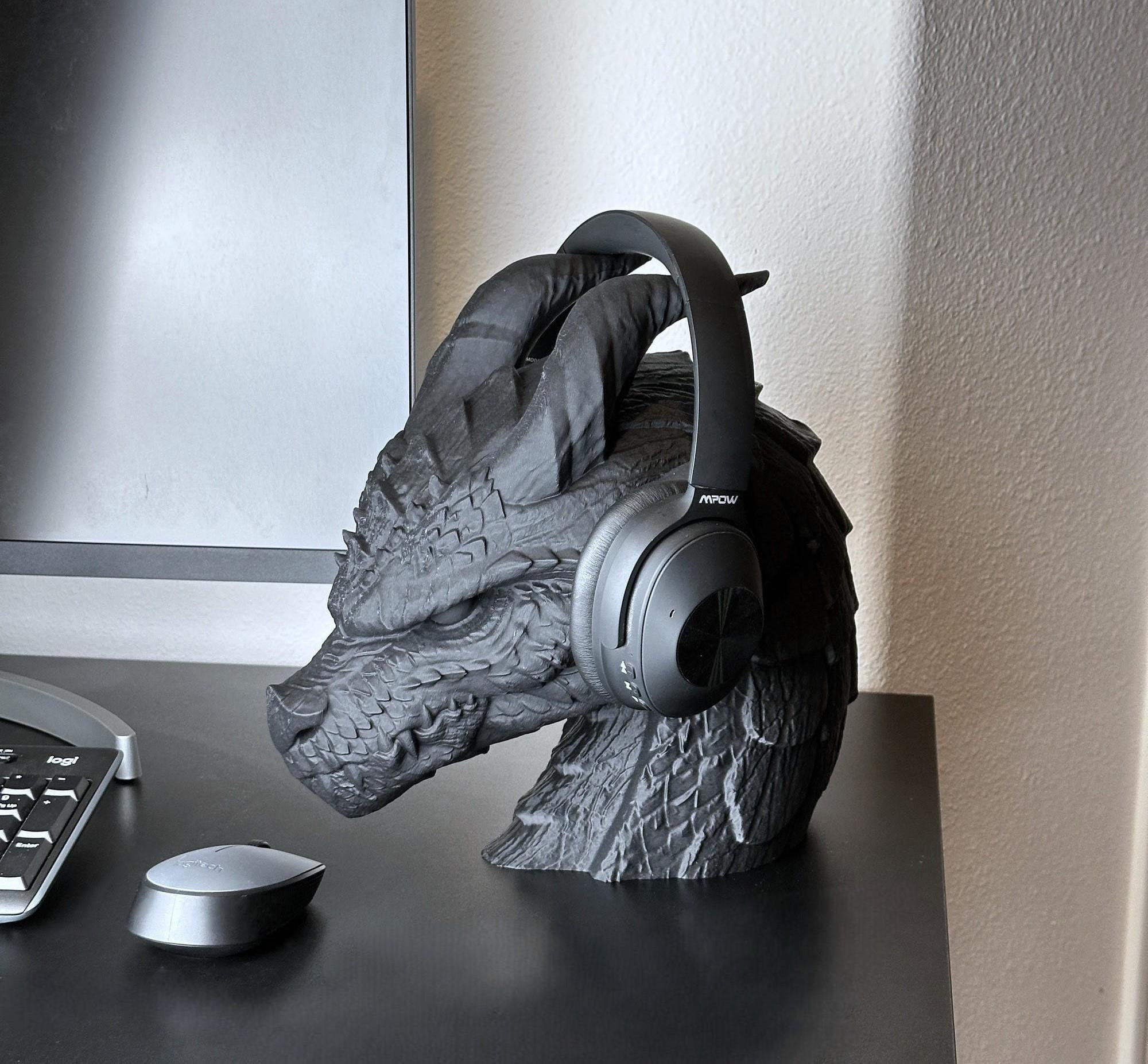 3D Printed Dragon Headphone Holder: Gaming Desk Decor Fantasy Gift Desk ...