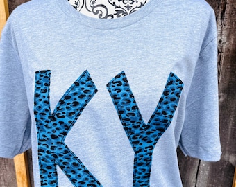 Leopard Print Kentucky KY/ US State Initial Shirt