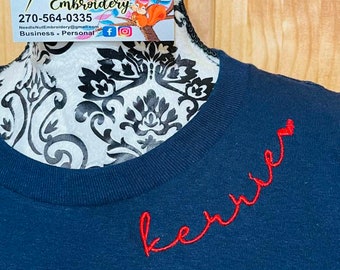 Personalized Embroidered Collar Shirt: Edgy Stitched Name, Mom Gift