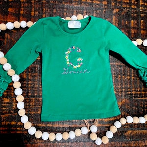 Chemise brodée à monogramme fleuri