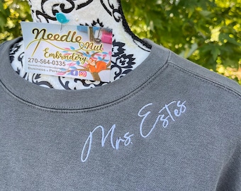 Embroidered Bride Shirt: Edgy Wedding Collar, Personalized Mrs. Gift