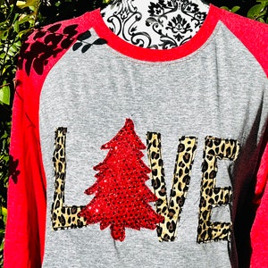 Christmas Trees Shirt LOVE, Christmas Appliqué, Embroidered Christmas Shirt,
