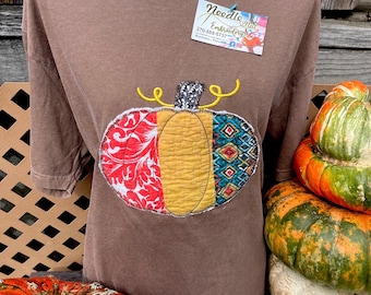 Granny’s Quilt pumpkin Embroidered Shirt