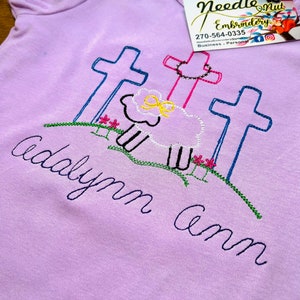 Kids Easter Shirt personalized Girls 3 Crosses Custom Kids Religious Shirt