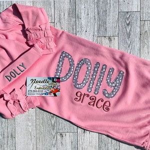 Personalized Embroidered Baby Gown with Knot Hat
