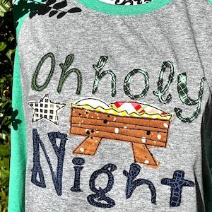 Women’s Christmas Shirt, O Holy Night Shirt, Adult Embroidered Christmas Shirt