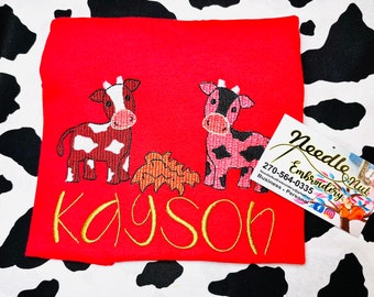 Cows Eating Hay Farm Shirt