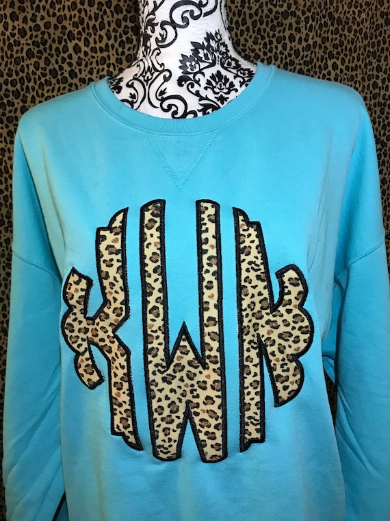 Leopard Print Monogram Sweatshirt Etsy UK