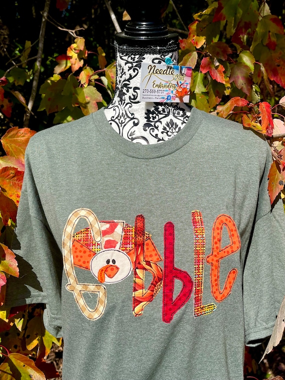 Gobble Thanksgiving, Fall Embroidered Shirt