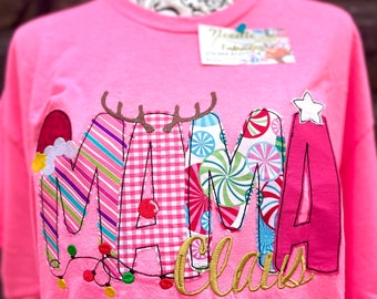 Maman Claus, Mimi Claus, Nana Claus, Chemise de Noël avec nom de famille