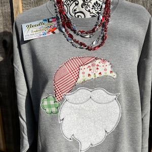 Vintage Santa Shirt Christmas  Appliqué, Embroidered Christmas Shirt