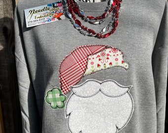 chemise de Noël vintage Père Noël à appliqué, brodée