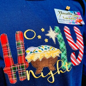 Christmas Shirt, O Holy Night Shirt, Adult Embroidered Christmas Shirt