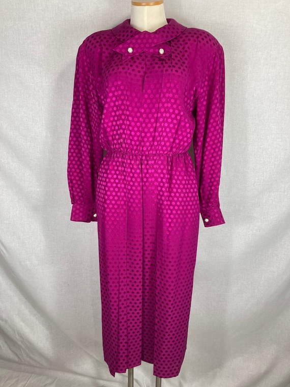 Vintage Silk Fuchsia Long Sleeve Dress - image 1