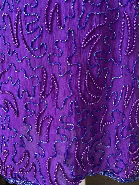 Vintage 80s Purple Beaded Dress with Tags - image 9