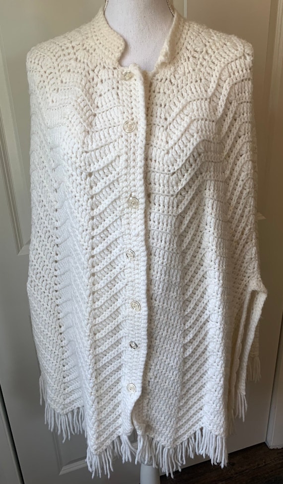 Vintage White Poncho Sweater