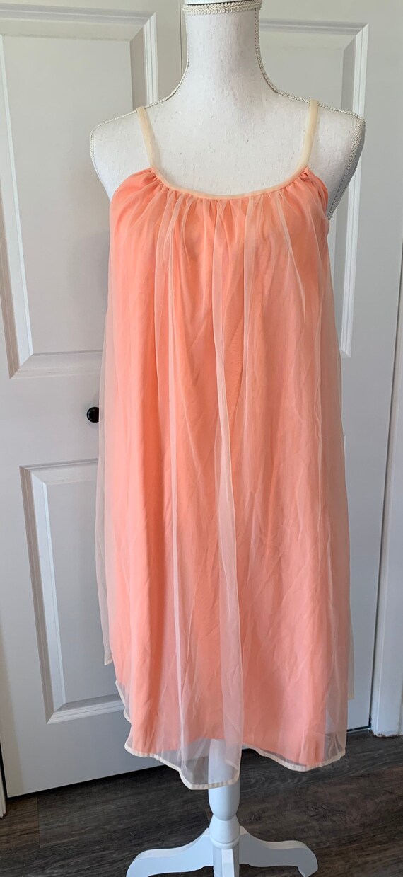 Vintage Handmade Peach Peignoir Set - image 3