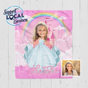 Kids Princess Blanket, Personalized Kids Blanket, Custom Blanket For Girls, Princess Blanket, Kids Face Blanket