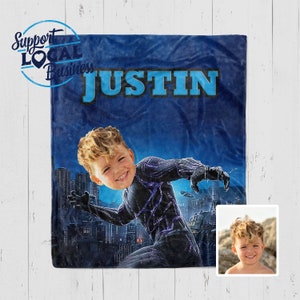 Kids Superhero Blanket, Personalized Kids Blanket, Custom Blanket For Boys, Black Panther Blanket