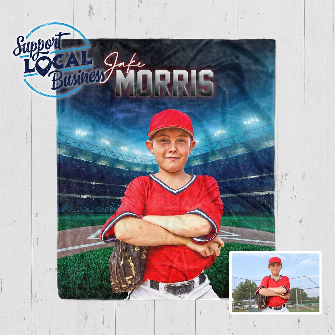 Custom Baseball Player Gift Personalized Kids Blanket Custom Etsy