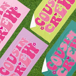 Cousin Personalized Beach Towel, Cousin Crew Kids Beach Towel, Family Vacation Beach Towel For Girls, Matching Cousins Gift