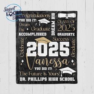 2025 Graduation Gift, Blanket For Graduation, Personalized Graduation Blanket, Senior Grad Gift, Custom Graduation Blanket, Class of 2025