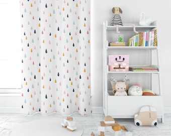 Colorful Raindrop Curtains, Rain Drop Pattern Curtains , Kids Room Curtains, Girls Room Curtains, Boys Room Curtains, Kids Room Decor