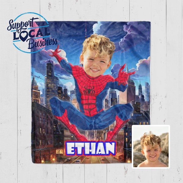 Kids Superhero Blanket, Personalized Kids Blanket, Custom Blanket For Boys, Spider Man Blanket