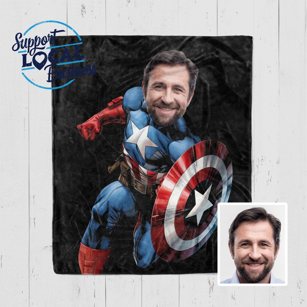 Adult Superhero Blanket, Personalized Men's Blanket, Custom Blanket for