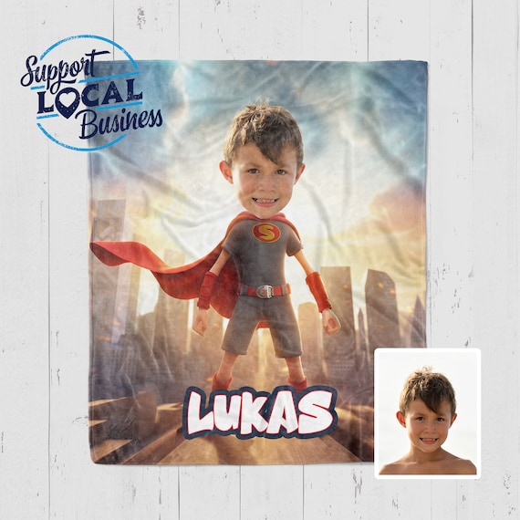Personalized face superhero blanket hotsell