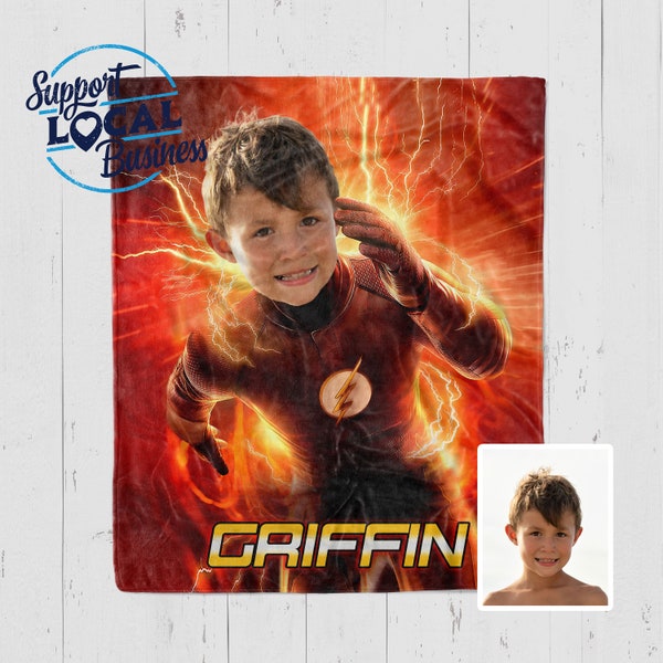 Kids Superhero Blanket, Personalized Kids Blanket, Custom Blanket For Boys, The Flash Blanket