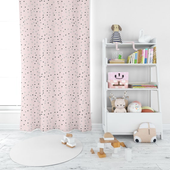 Pink Dot Curtains Pink and Gray Curtains Kids Room Etsy