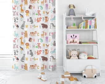 Alphabet Nursery Curtains, Alphabet Curtains , Kids Room Curtains, Girls Room Curtains, Boys Room Curtains, Kids Room Decor