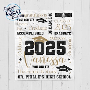 Class Of 2025 Graduation Gift, Blanket For Graduation, Personalized Graduation Blanket, Senior Grad Gift, Custom Graduation Gift, Grad Gift