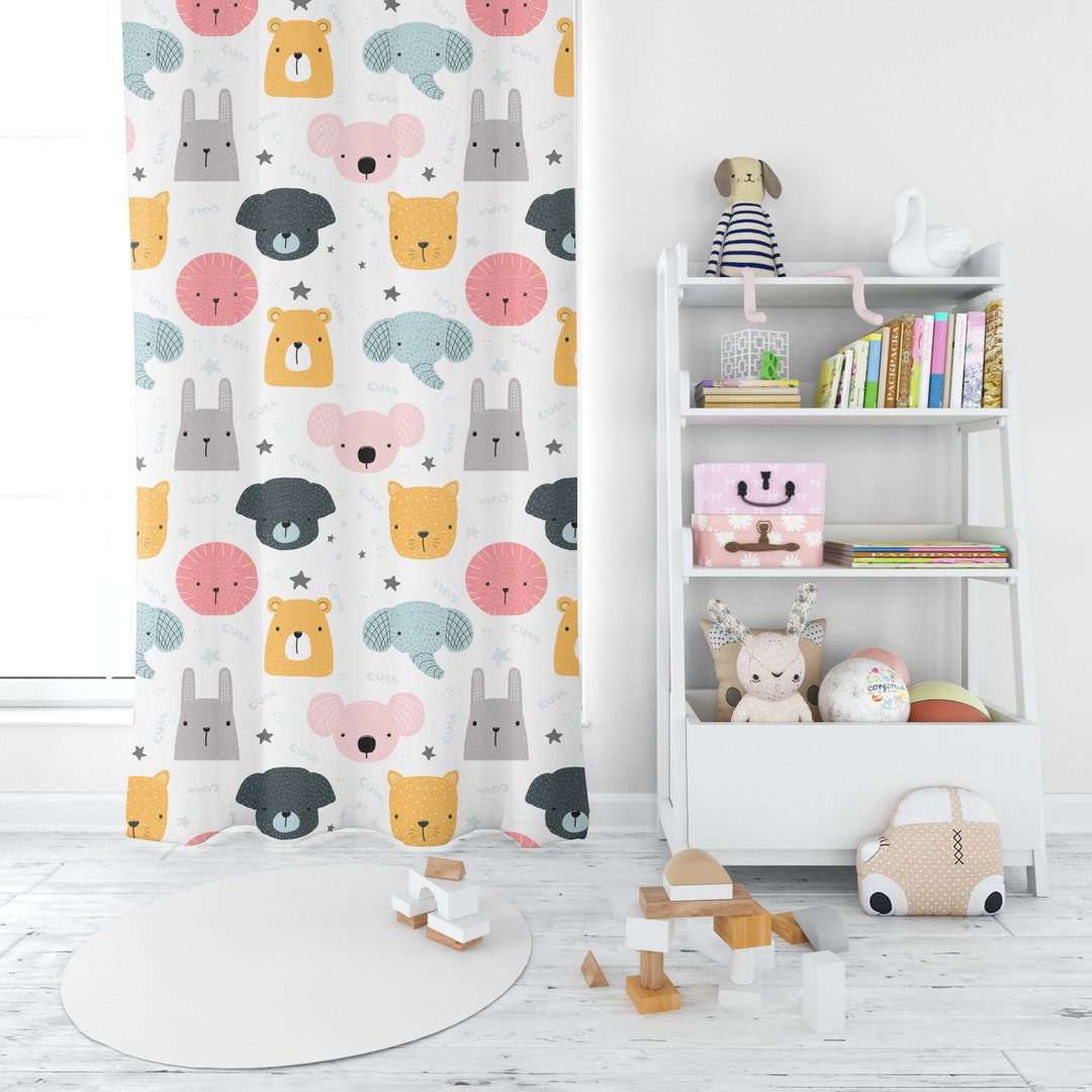 Animal Nursery Curtains, Cute Animal Curtains , Kids Room Curtains