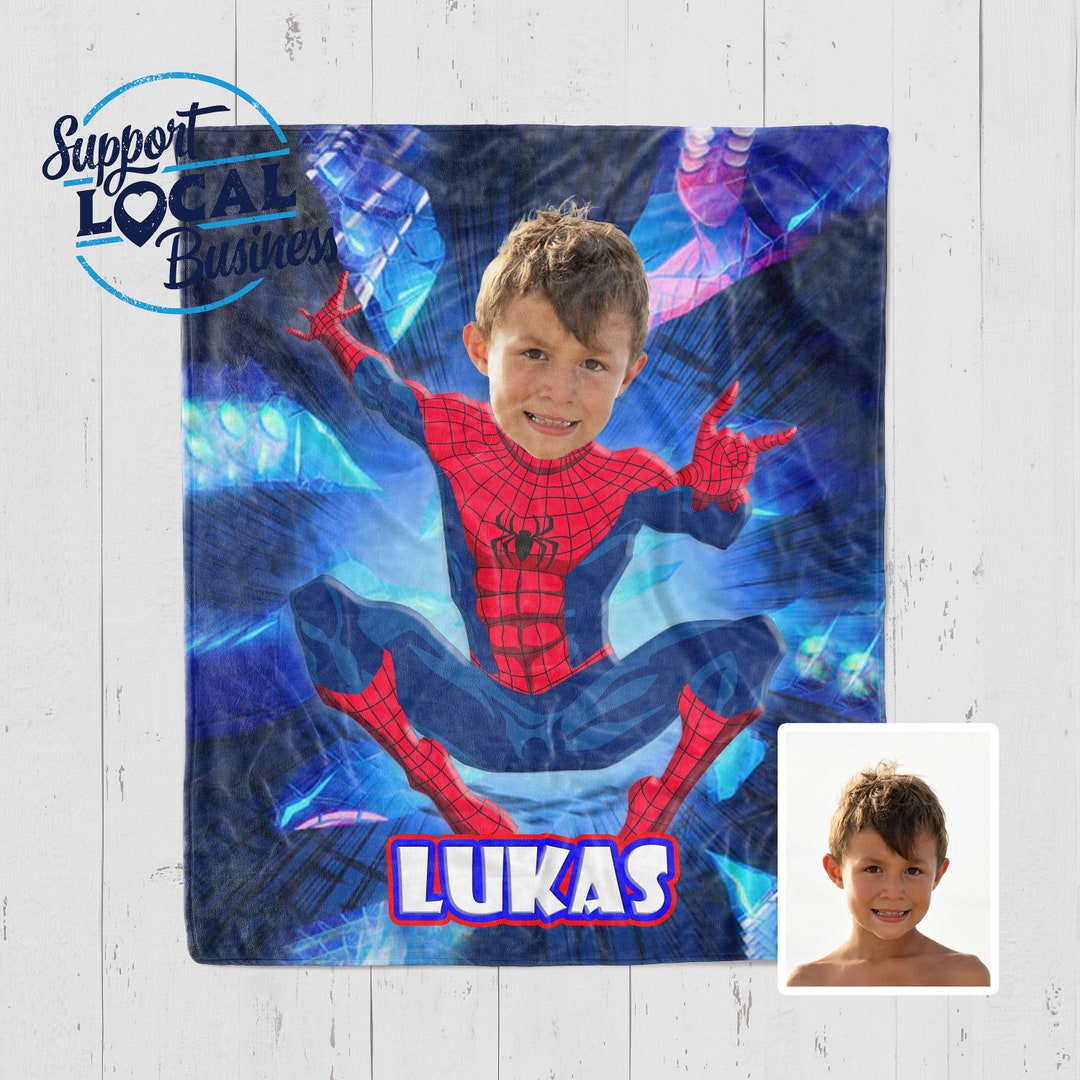 Kids Superhero Blanket, Personalized Kids Blanket, Custom Blanket for Boys, Spider Man Blanket