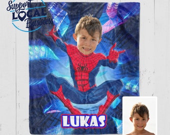 Kids Superhero Blanket, Personalized Kids Blanket, Custom Blanket For Boys, Spider Man Blanket