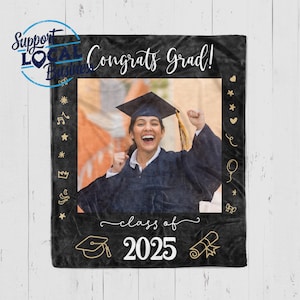 Graduation Blanket, 2025 Graduation Gift, Personalized Graduation Blanket, Senior Grad Gift, Custom Graduation Blanket Gift, Class of 2025