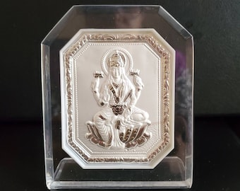 Silver Goddess Laxmi: Embossed Acrylic Frame, Diwali Gift