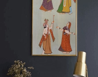 KRISHNA WALL DECOR, Krishna Painting Dancing With Gopis, Wall Art Decor, Home Decor, Office Decor, Housewarming Gift, Diwali Decor