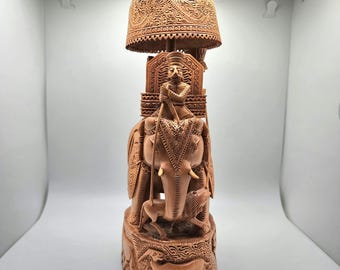 Sandalwood Elephant Figure, Intricately Carved Sandalwood Statue, Handcrafted Indian Art, Unique Gifts, Home Decor, Office Decor, Aromatic