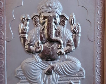 Wooden Framed Silver Ganesha, Wooden Photo Frame, Diwali Gift, Silver Pooja Item, Silver 925, Housewarming Gift, Wedding Gift, Diwali Decor