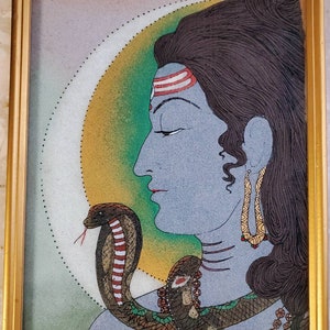 Lord Shiva Gemstone Painting, Office Wall Decor, Shiva Wall Art, Home Temple Decorations, Office Decor, Housewarming Gift, Wedding Gift