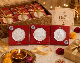 925 Pure Silver Ganesh Laxmi Coin, Ganesha Lakshmi Diwali Gift, Indian Wedding Return Gift, Corporate Gift, Pooja Coin, Bulk Favor