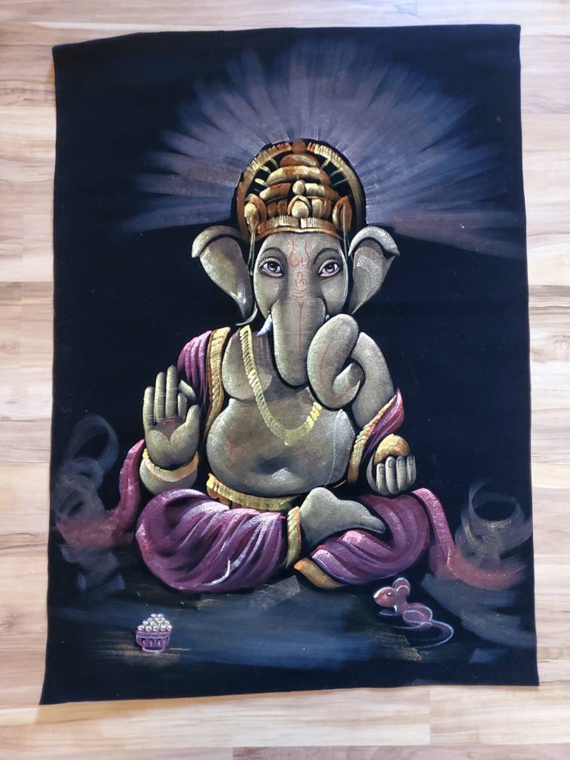 Ganesha Wall Decor Ganesha Oil Painting Ganesha Hindu God Etsy