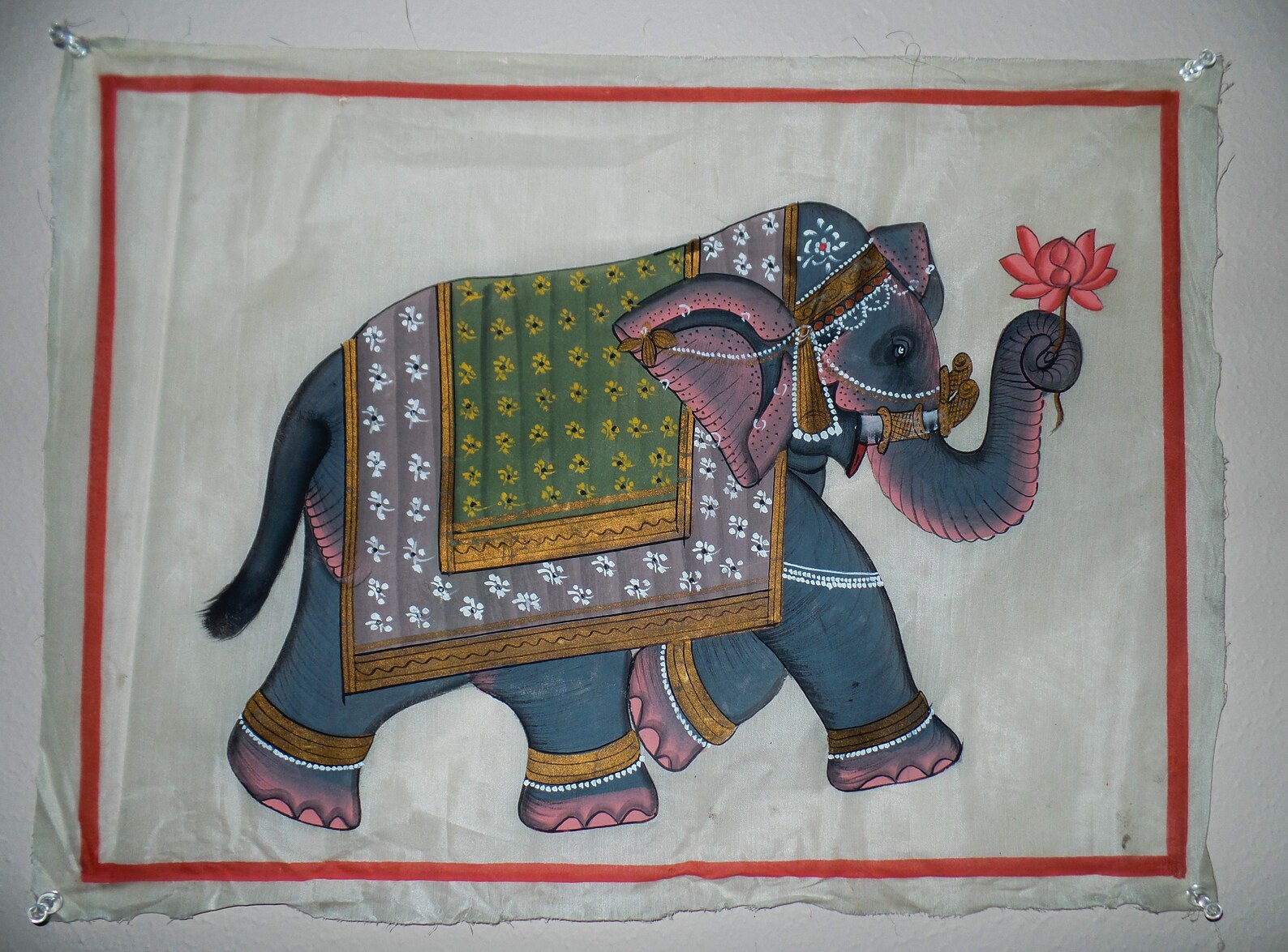 ELEPHANT WALL ART Handmade Elephant Painting on Silk Cloth Etsy