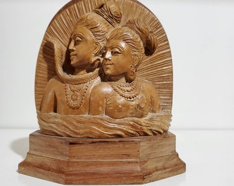 Shiva Parvati Sandalwood Statue, Shiv Parvati Murti, Wooden Sculpture, Housewarming Gift, Wedding Gift, Shivratri Statue, Hindu Temple Idol