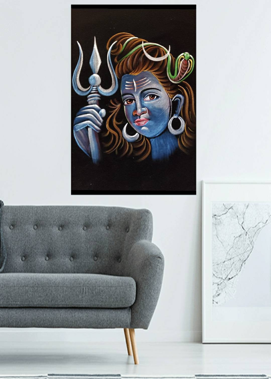 LORD SHIVA PAINTING, Hindu God Lord Shiva Wall Decor, Mahadev Oil